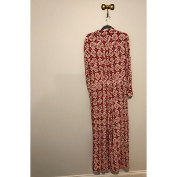 by Anthropologie Women's Loveland M Pink/Rose Print Wide Leg Jumpsuit - Size 14 - Picture 2 of 12